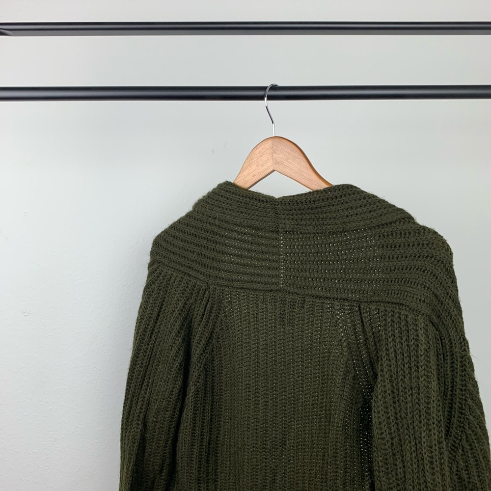 Forever 21 Open Front Long Cardigan Green Small - Picture 6 of 7